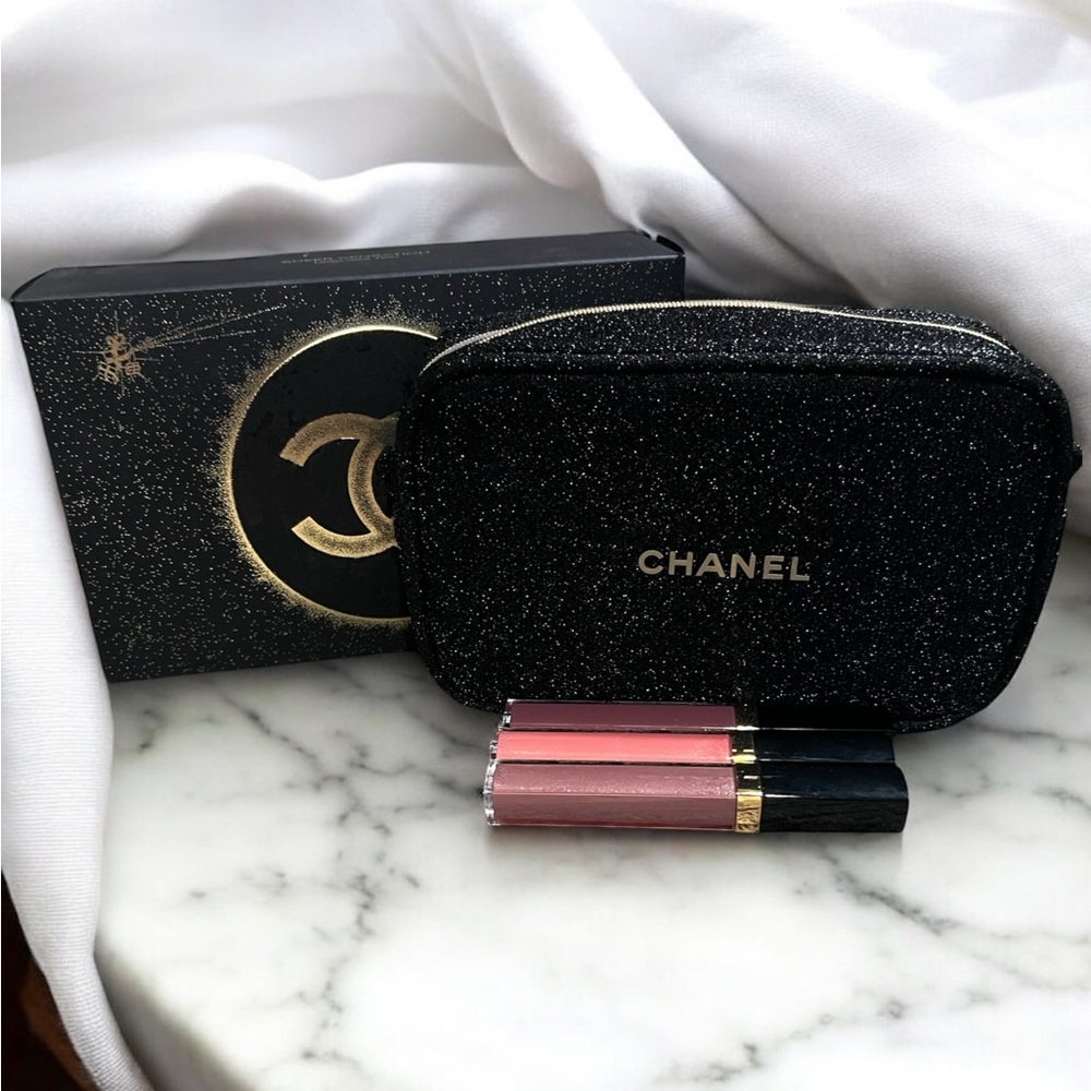 CHANEL Black and Pink Lip Balm & Gloss Set